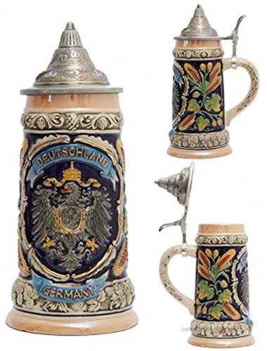 HAUCOZE Beer Stein Mug German Eagle Drinking Tankard with Petwer Lid for Birthday Gifts Men Father Husband 0.8 Liter