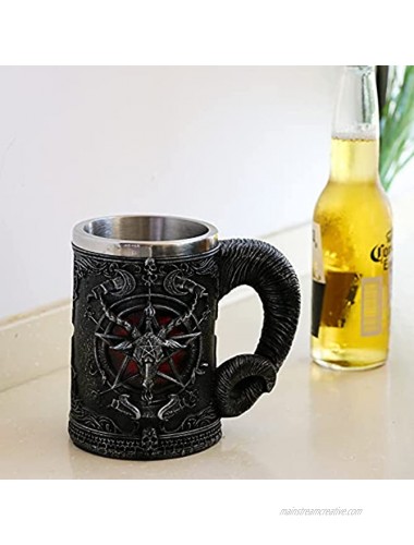 Medieval Baphomet Head Beer Mug Sabbatic Goat Pentagram drinking Tankard 21oz Stainless Steel wine Coffee cup Novelty Gothic Gift Party decorations