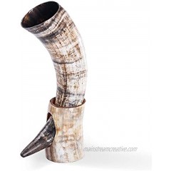 Norse Tradesman Genuine 12-Inch Ox-Horn Viking Drinking Horn with Horn Stand | Burlap Gift Sack Included | The Original Unpolished 12-Inch