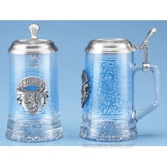 Scotland German Glass Beer Stein Scottish Mug Pewter Knotwork Thistles Decal