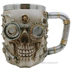 Skull Beer Coffee Mug Stainless Steel Viking Warrior Skull Beer Mugs Mechanical Gear Pipeline Design Beer Stein Tankard Drink Cup for Men Halloween Decor 13oz