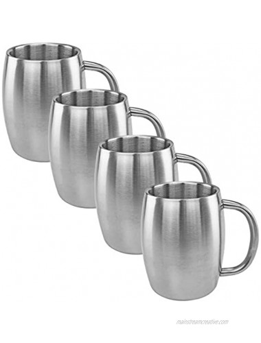 Southern Homewares Stainless Double Wall Steel Beer Coffee Desk Mug Smooth 14-Ounce Set of 4