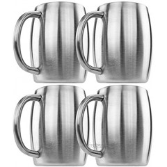 Southern Homewares Stainless Double Wall Steel Beer Coffee Desk Mug Smooth 14-Ounce Set of 4