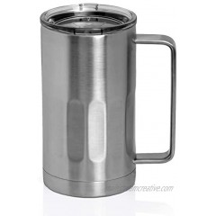 Stainless Steel Beer Mug with Lid 20 Ounce Double Walled Vacuum Insulated Beer Mug by Maxam Shatterproof and Spill Resistant 1