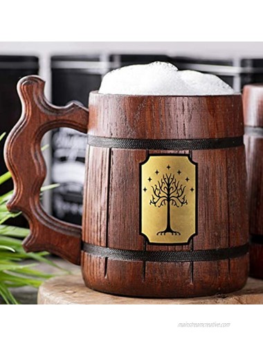 Tree Of Gondor Mug. Lord of the Rings Mug. Hobbit Mug. LOTR Gift Frodo Wooden Beer Mug Tankard. Wood Beer Steins. Gondor Mug. Hobbit Gift #97 0.6L 22 ounces