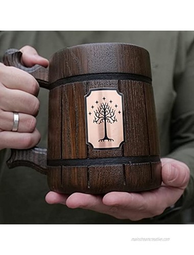 Tree Of Gondor Mug. Lord of the Rings Mug. Hobbit Mug. Wood Beer Steins. LOTR Gift Frodo Wooden Beer Mug Tankard. Gondor Mug. Hobbit Gift #97 0.6L 22 ounces