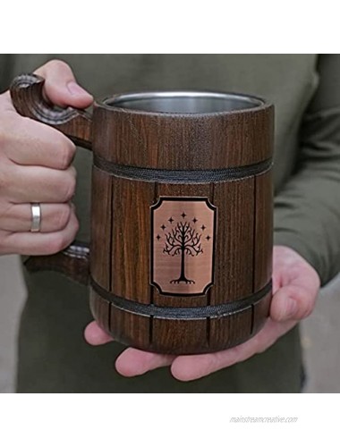 Tree Of Gondor Mug. Lord of the Rings Mug. Hobbit Mug. Wood Beer Steins. LOTR Gift Frodo Wooden Beer Mug Tankard. Gondor Mug. Hobbit Gift #97 0.6L 22 ounces